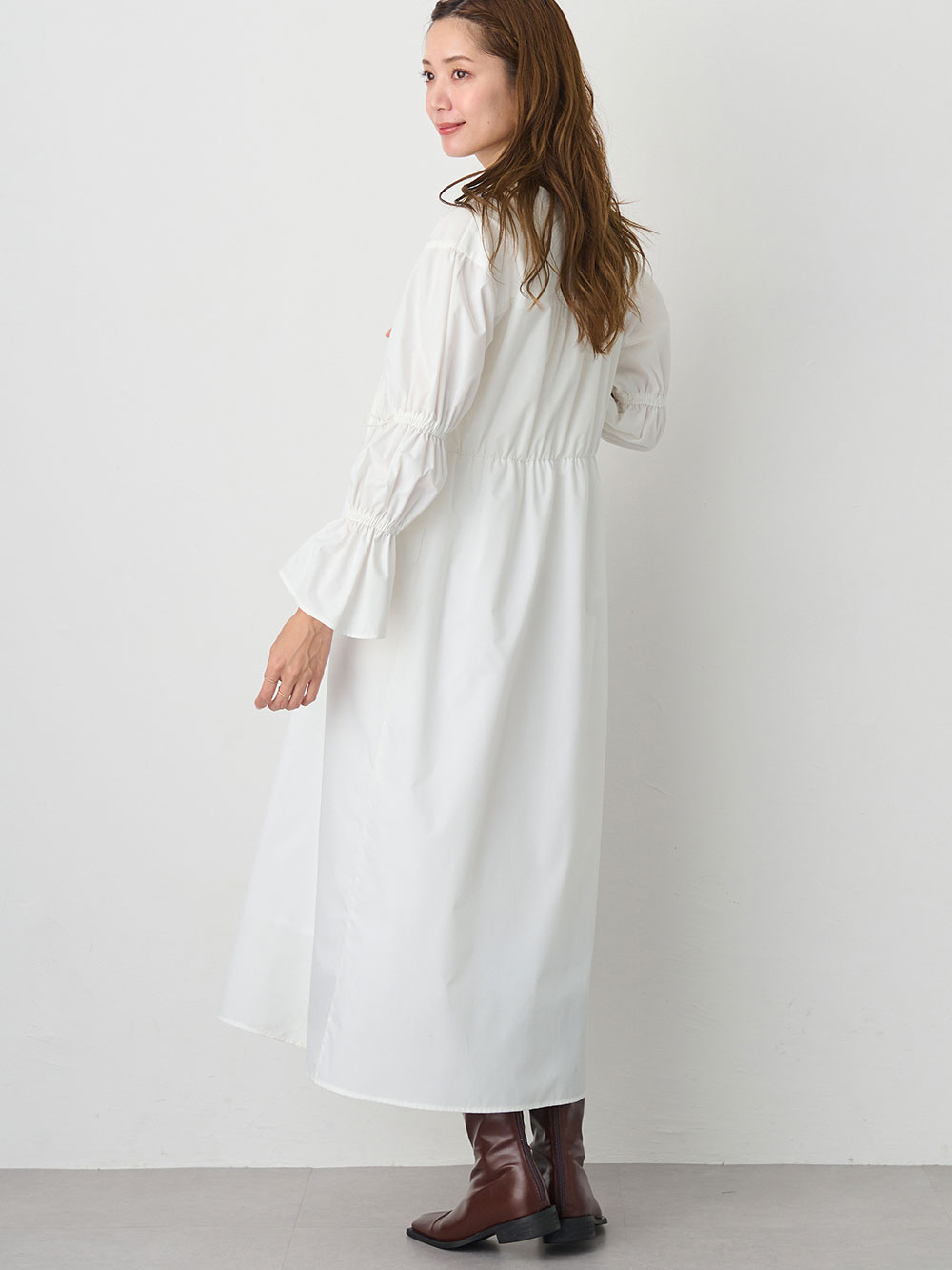 マタニティ ワンピース|綿混リボンカシュクールワンピース マタニティ・授乳服【出産後も長く使える】|オフ