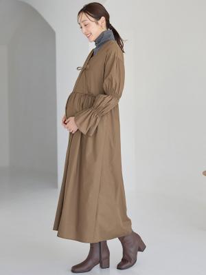 【MAX55%OFF ブラックフライデーセール対象】綿混リボンカシュクールワンピース マタニティ・授乳服【出産後も長く使える】10417