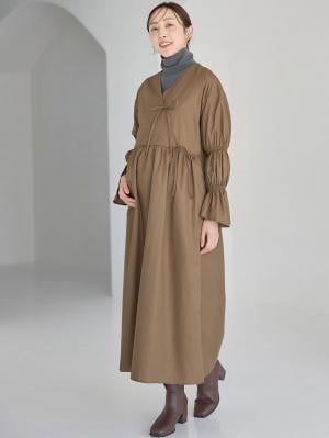 綿混リボンカシュクールワンピース マタニティ・授乳服【出産後も長く使える】10417