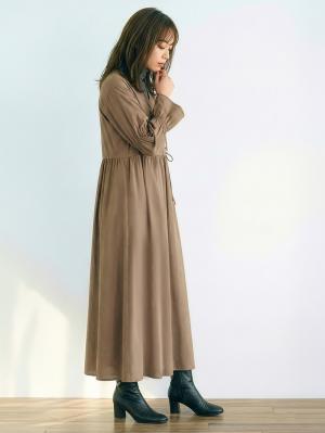 マタニティ ワンピース|綿混リボンカシュクールワンピース マタニティ・授乳服【出産後も長く使える】|モカ