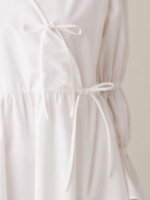 マタニティ ワンピース|綿混リボンカシュクールワンピース マタニティ・授乳服【出産後も長く使える】