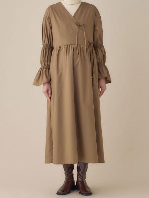 マタニティ ワンピース|綿混リボンカシュクールワンピース マタニティ・授乳服【出産後も長く使える】