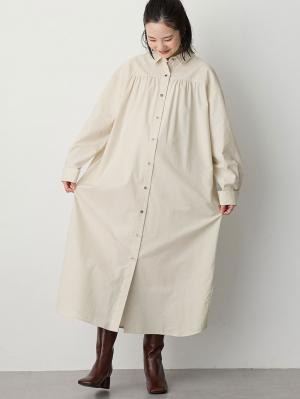 マタニティ ワンピース|【あったか～い。冬支度セール対象】シャツワンピース　マタニティ・授乳服【出産後も長く使える】|アイボリー