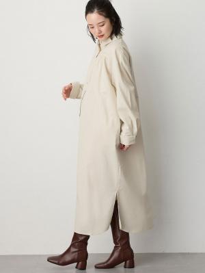 マタニティ ワンピース|【あったか～い。冬支度セール対象】シャツワンピース　マタニティ・授乳服【出産後も長く使える】|アイボリー