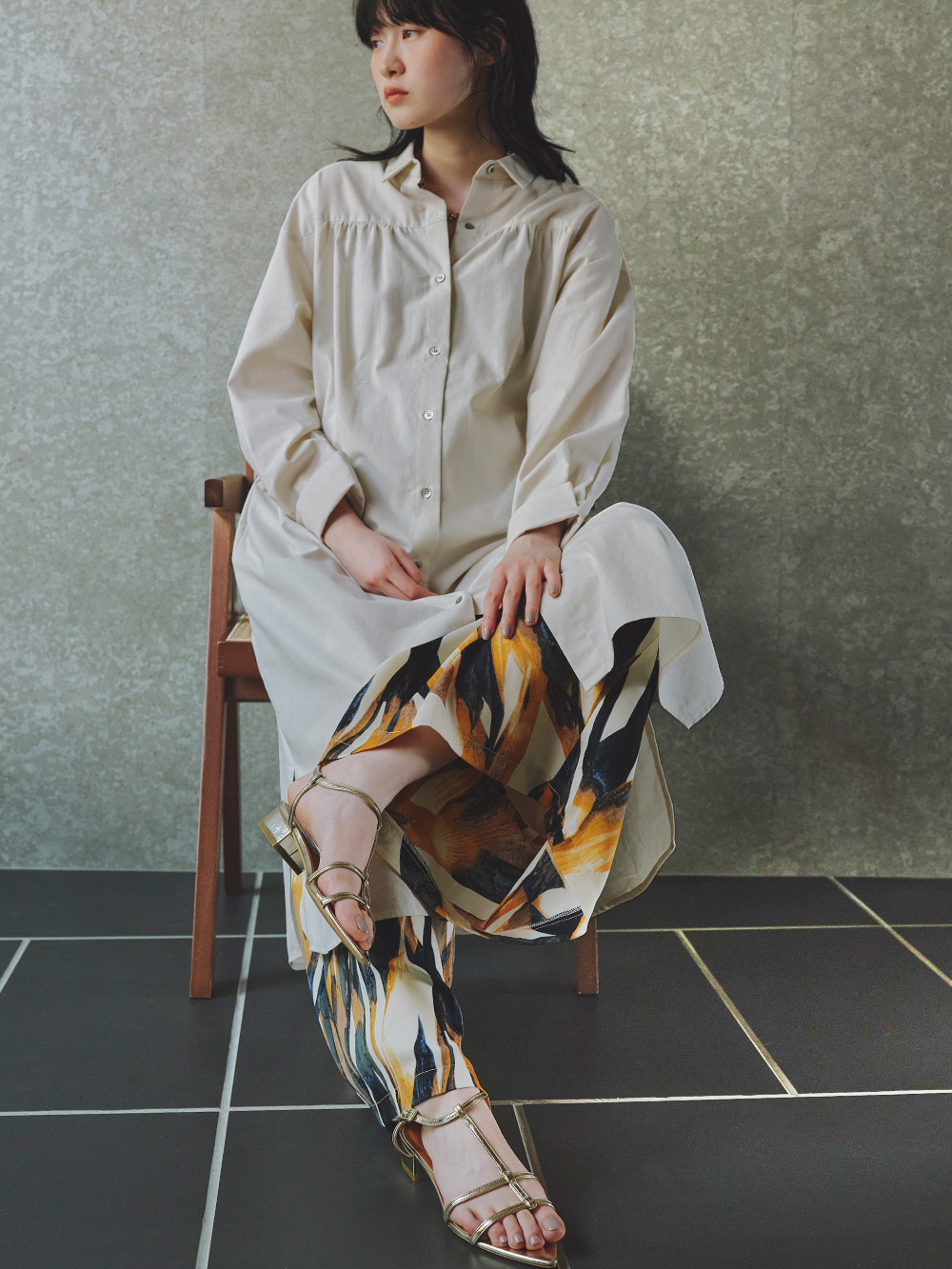 マタニティ ワンピース|【あったか～い。冬支度セール対象】シャツワンピース　マタニティ・授乳服【出産後も長く使える】|アイボリー