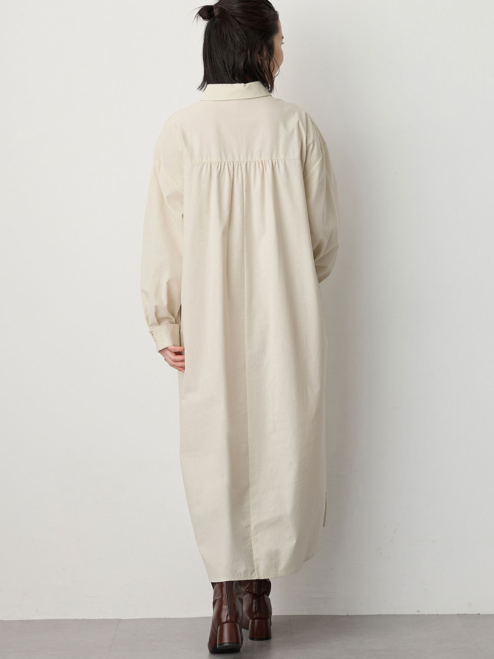 マタニティ ワンピース|【あったか～い。冬支度セール対象】シャツワンピース　マタニティ・授乳服【出産後も長く使える】|アイボリー