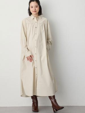 マタニティ ワンピース|【あったか～い。冬支度セール対象】シャツワンピース　マタニティ・授乳服【出産後も長く使える】|アイボリー