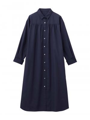 マタニティ ワンピース|【あったか～い。冬支度セール対象】シャツワンピース　マタニティ・授乳服【出産後も長く使える】|ダークネイビー