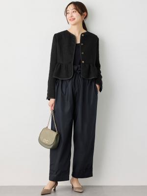 マタニティ トップス|ツィードペプラムジャケット　マタニティ・産後【出産後も長く使える】|ブラック