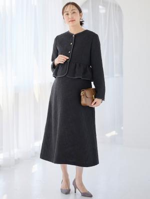 マタニティ トップス|ツィードペプラムジャケット　マタニティ・産後【出産後も長く使える】|ブラック