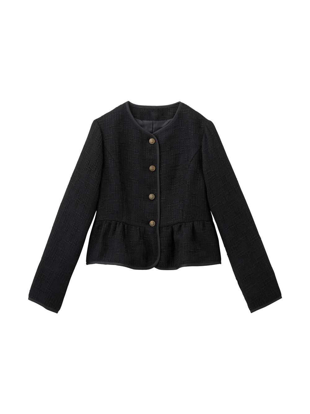 マタニティ トップス|ツィードペプラムジャケット　マタニティ・産後【出産後も長く使える】|ブラック