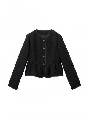 マタニティ トップス|ツィードペプラムジャケット　マタニティ・産後【出産後も長く使える】|ブラック