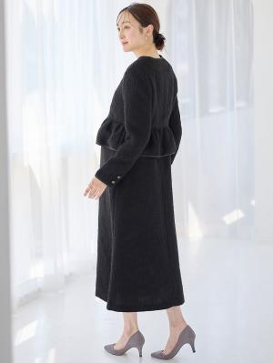 マタニティ トップス|ツィードペプラムジャケット　マタニティ・産後【出産後も長く使える】|ブラック