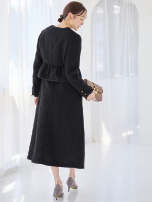 マタニティ トップス|ツィードペプラムジャケット　マタニティ・産後【出産後も長く使える】|ブラック