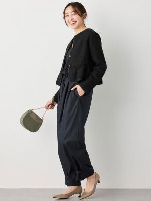 マタニティ トップス|ツィードペプラムジャケット　マタニティ・産後【出産後も長く使える】|ブラック