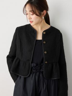 マタニティ トップス|ツィードペプラムジャケット　マタニティ・産後【出産後も長く使える】|ブラック