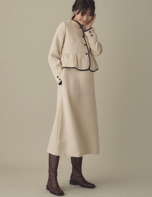 マタニティ トップス|ツィードペプラムジャケット　マタニティ・産後【出産後も長く使える】|オフ