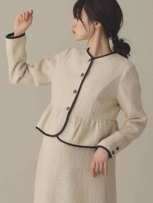 マタニティ トップス|ツィードペプラムジャケット　マタニティ・産後【出産後も長く使える】|オフ