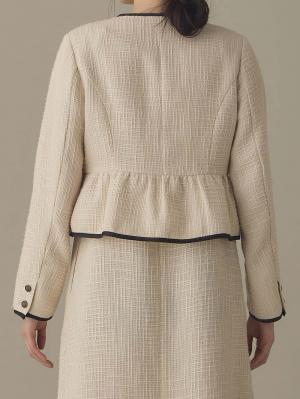 マタニティ トップス|ツィードペプラムジャケット　マタニティ・産後【出産後も長く使える】