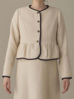 マタニティ トップス|ツィードペプラムジャケット　マタニティ・産後【出産後も長く使える】