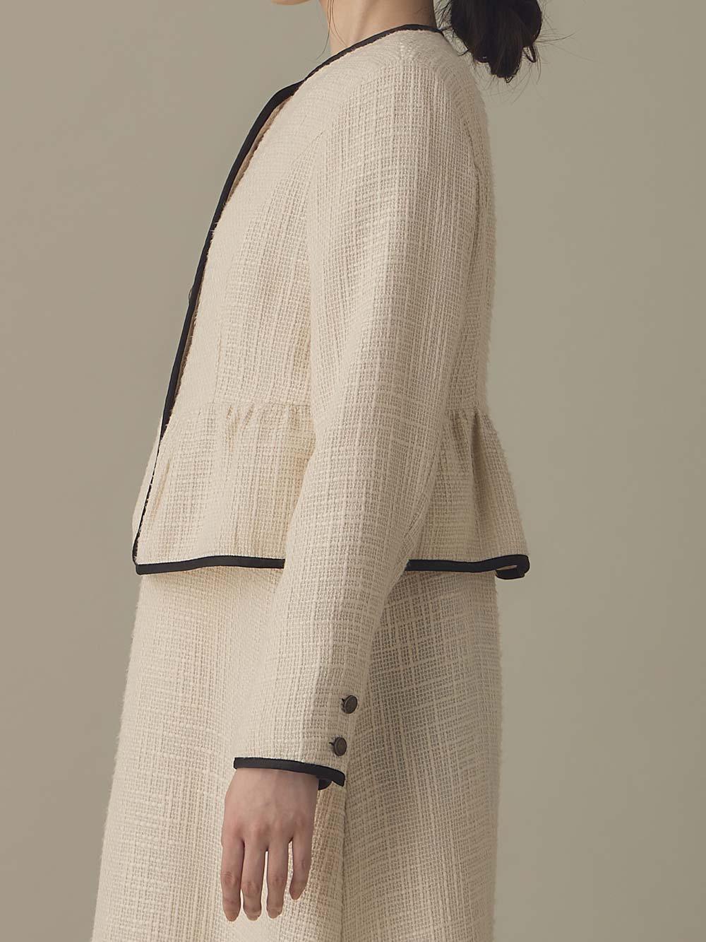 マタニティ トップス|ツィードペプラムジャケット　マタニティ・産後【出産後も長く使える】