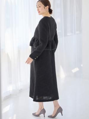 マタニティ ワンピース|ツィードパフスリーブワンピース　マタニティ・授乳服【出産後も長く使える】|ブラック