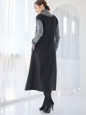 マタニティ ワンピース|ツィードパフスリーブワンピース　マタニティ・授乳服【出産後も長く使える】|ブラック