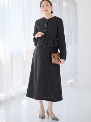 マタニティ ワンピース|ツィードパフスリーブワンピース　マタニティ・授乳服【出産後も長く使える】|ブラック