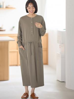 マタニティ パジャマ・ルームウェア|スウェットルームウェアワンピース マタニティ・授乳服【出産後も長く使える】|モカ