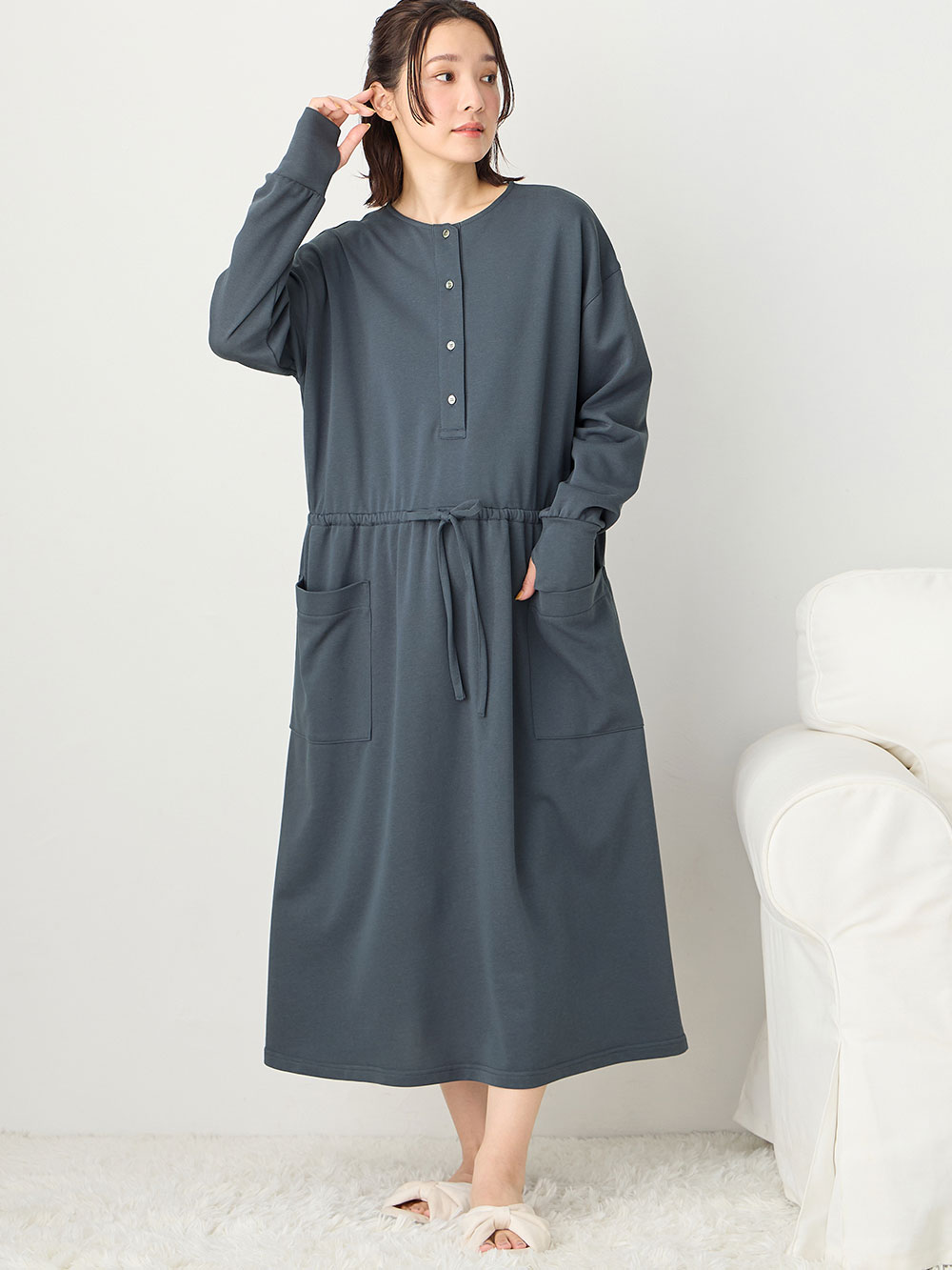 スウェットルームウェアワンピース マタニティ・授乳服【出産後