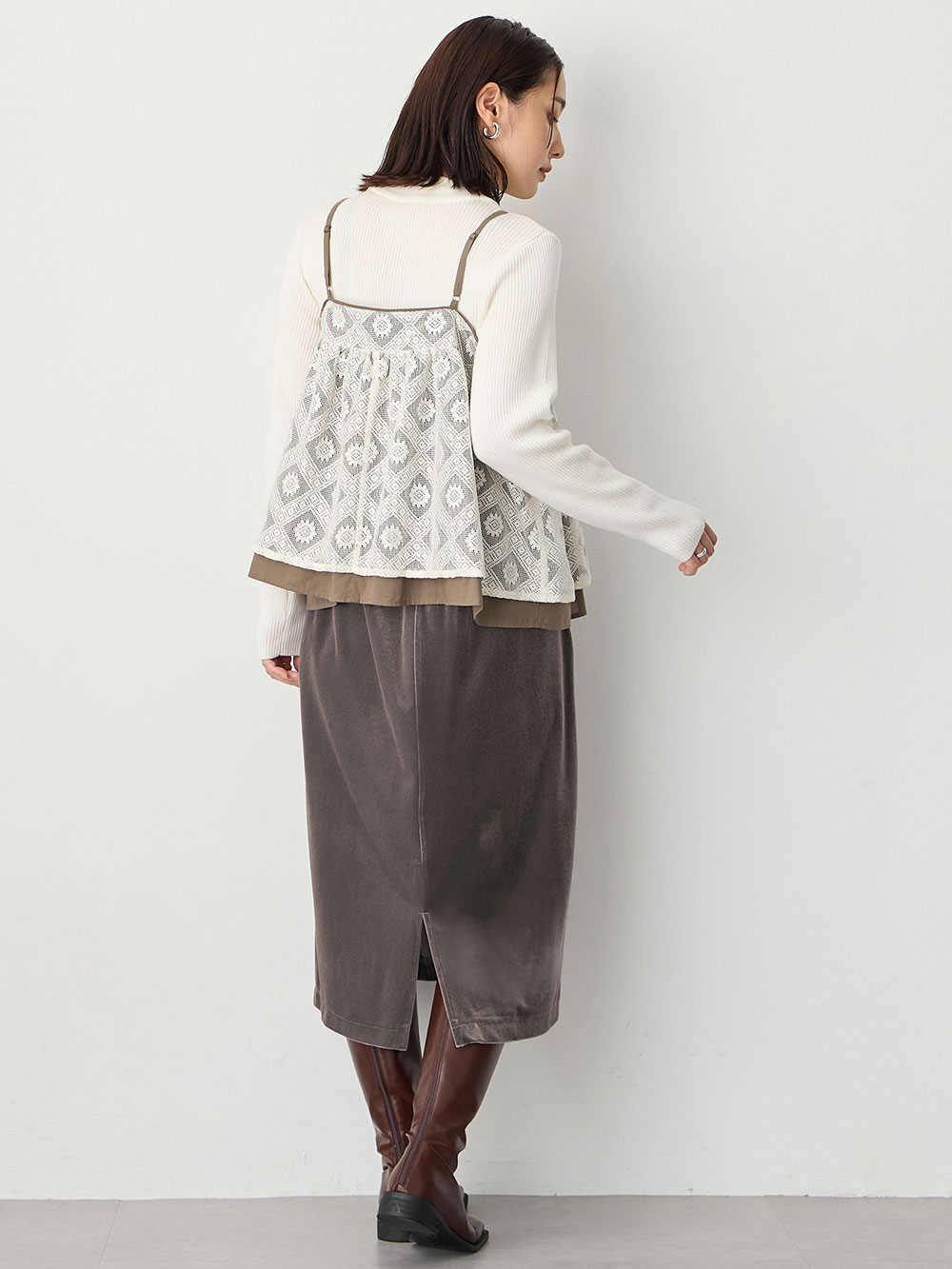 マタニティ スカート|ベロアギャザースカート マタニティ・産後【出産後も長く使える】|グレー