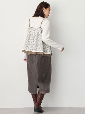 マタニティ スカート|ベロアギャザースカート マタニティ・産後【出産後も長く使える】|グレー