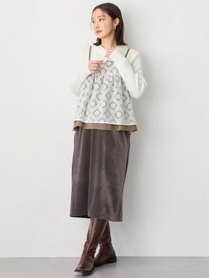 マタニティ スカート|ベロアギャザースカート マタニティ・産後【出産後も長く使える】|グレー