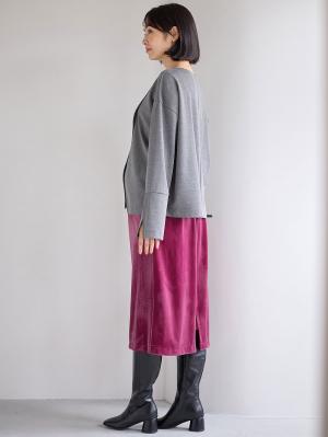 マタニティ スカート|ベロアギャザースカート マタニティ・産後【出産後も長く使える】|パープル