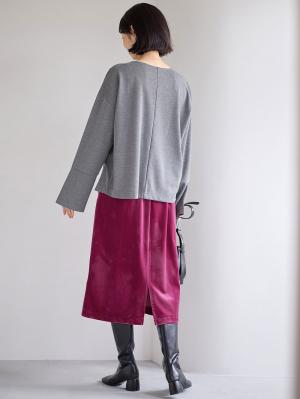 マタニティ スカート|ベロアギャザースカート マタニティ・産後【出産後も長く使える】|パープル