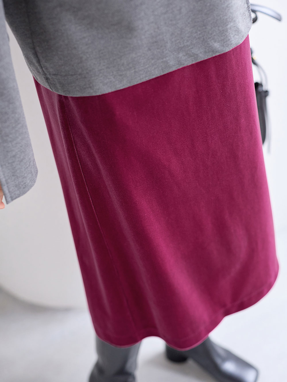 マタニティ スカート|ベロアギャザースカート マタニティ・産後【出産後も長く使える】|パープル