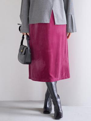 マタニティ スカート|ベロアギャザースカート マタニティ・産後【出産後も長く使える】|パープル