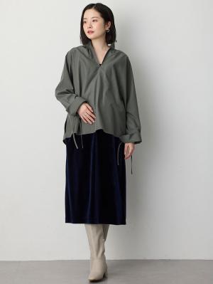 マタニティ スカート|ベロアギャザースカート マタニティ・産後【出産後も長く使える】|ネイビー