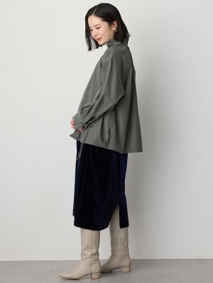 マタニティ スカート|ベロアギャザースカート マタニティ・産後【出産後も長く使える】|ネイビー