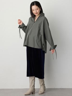 マタニティ スカート|ベロアギャザースカート マタニティ・産後【出産後も長く使える】|ネイビー