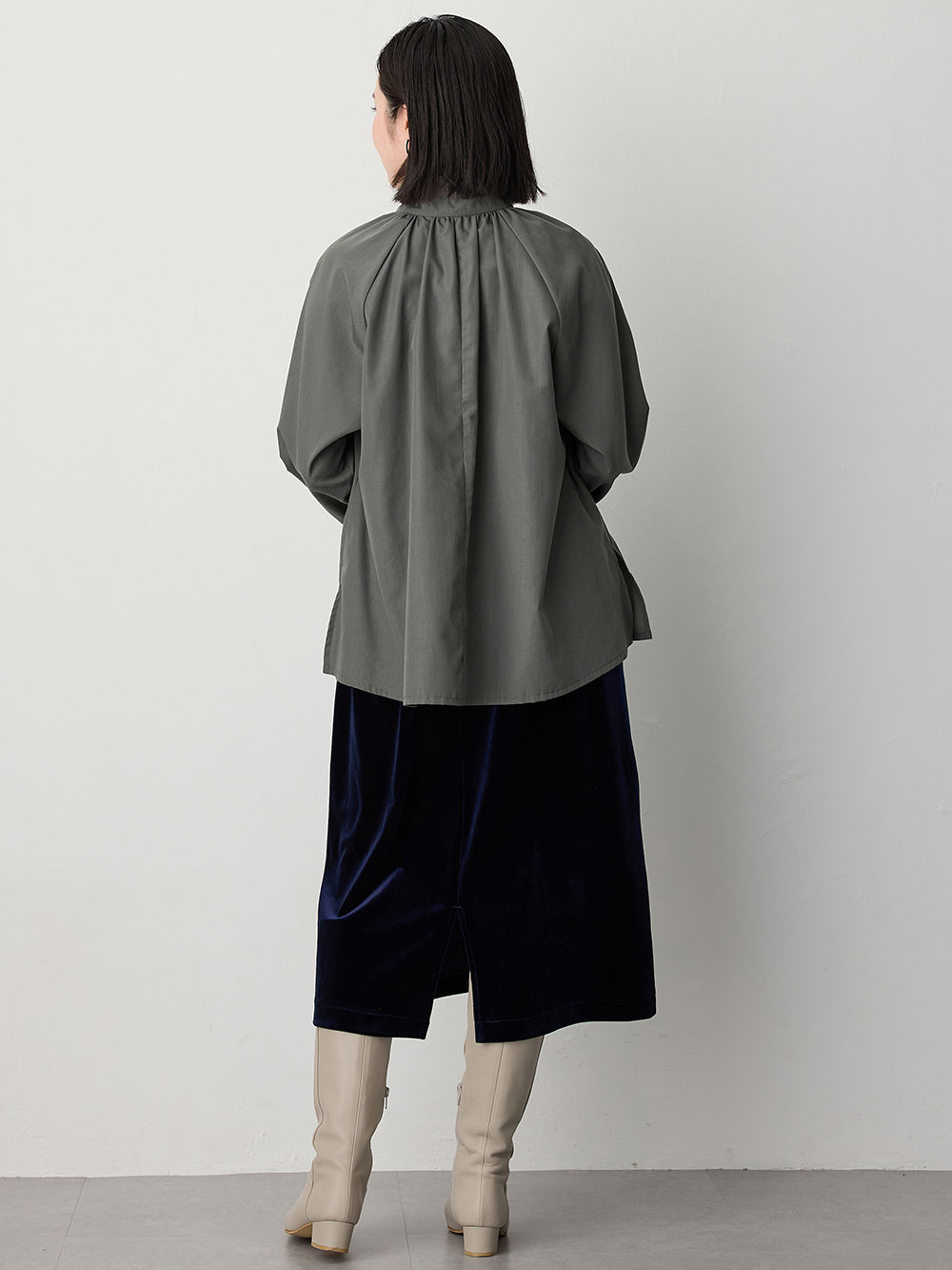 マタニティ スカート|ベロアギャザースカート マタニティ・産後【出産後も長く使える】|ネイビー