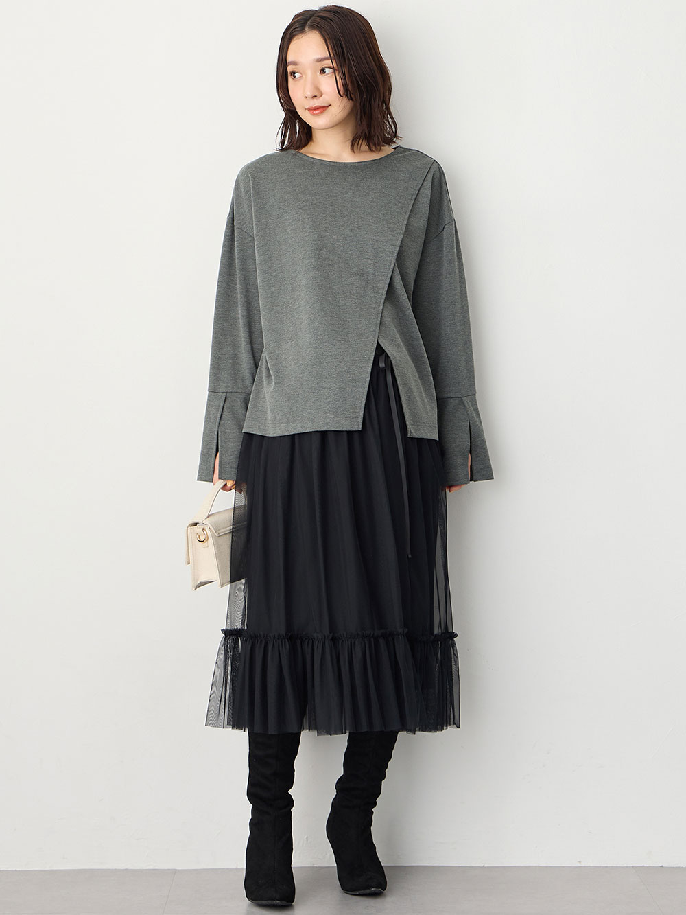 マタニティ スカート|ティアードチュールスカート マタニティ・産後【出産後も長く使える】|ブラック