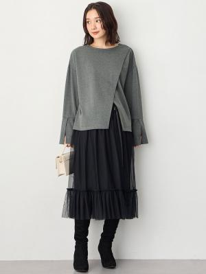 マタニティ スカート|ティアードチュールスカート マタニティ・産後【出産後も長く使える】|ブラック