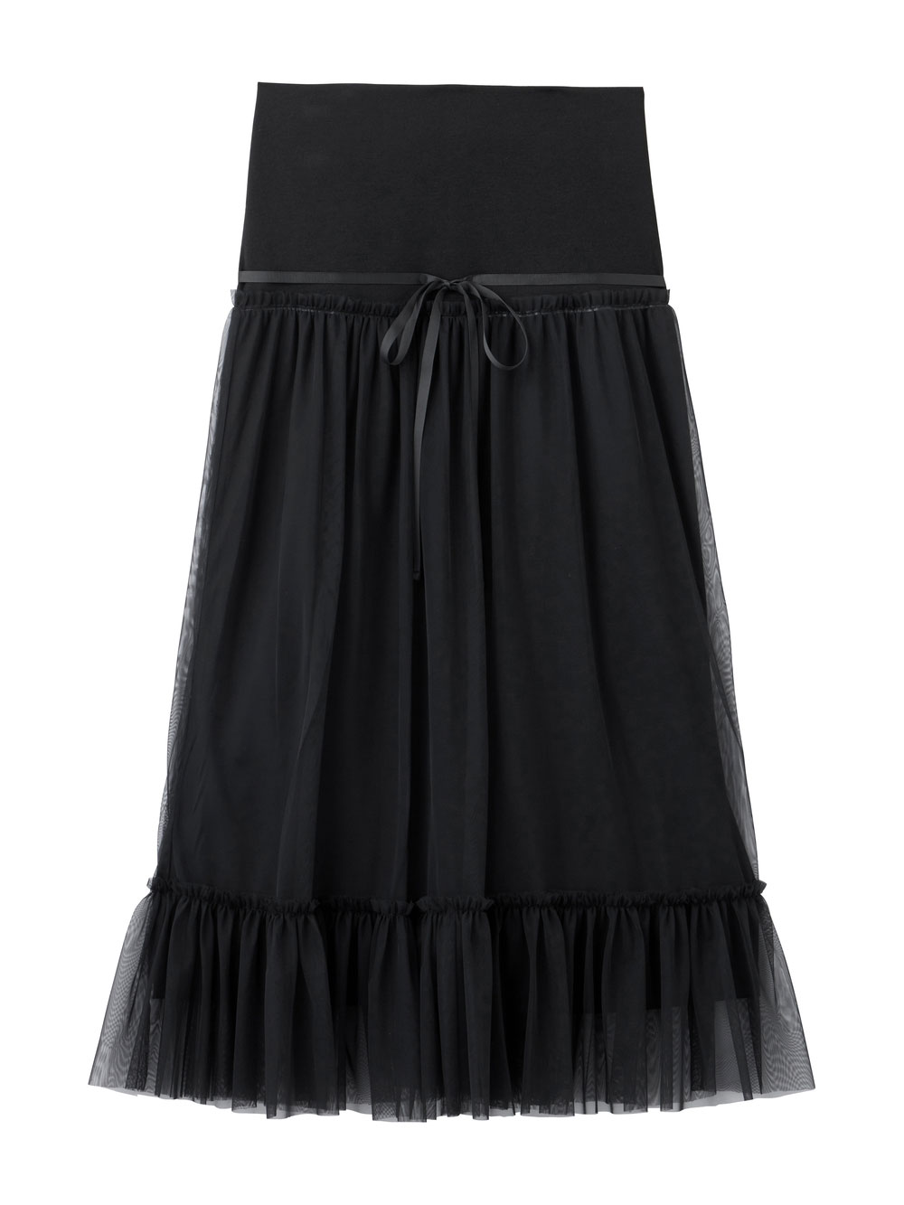 マタニティ スカート|ティアードチュールスカート マタニティ・産後【出産後も長く使える】|ブラック