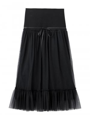 マタニティ スカート|ティアードチュールスカート マタニティ・産後【出産後も長く使える】|ブラック