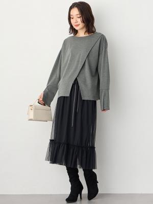 マタニティ スカート|ティアードチュールスカート マタニティ・産後【出産後も長く使える】|ブラック