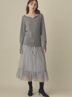 マタニティ スカート|ティアードチュールスカート マタニティ・産後【出産後も長く使える】|ライトグレー