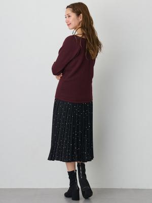 マタニティ トップス|パフスリーブリブニット マタニティ・産後【出産後も長く使える】|ボルドー