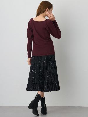 マタニティ トップス|パフスリーブリブニット マタニティ・産後【出産後も長く使える】|ボルドー