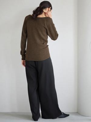 マタニティ トップス|パフスリーブリブニット マタニティ・産後【出産後も長く使える】|カーキ